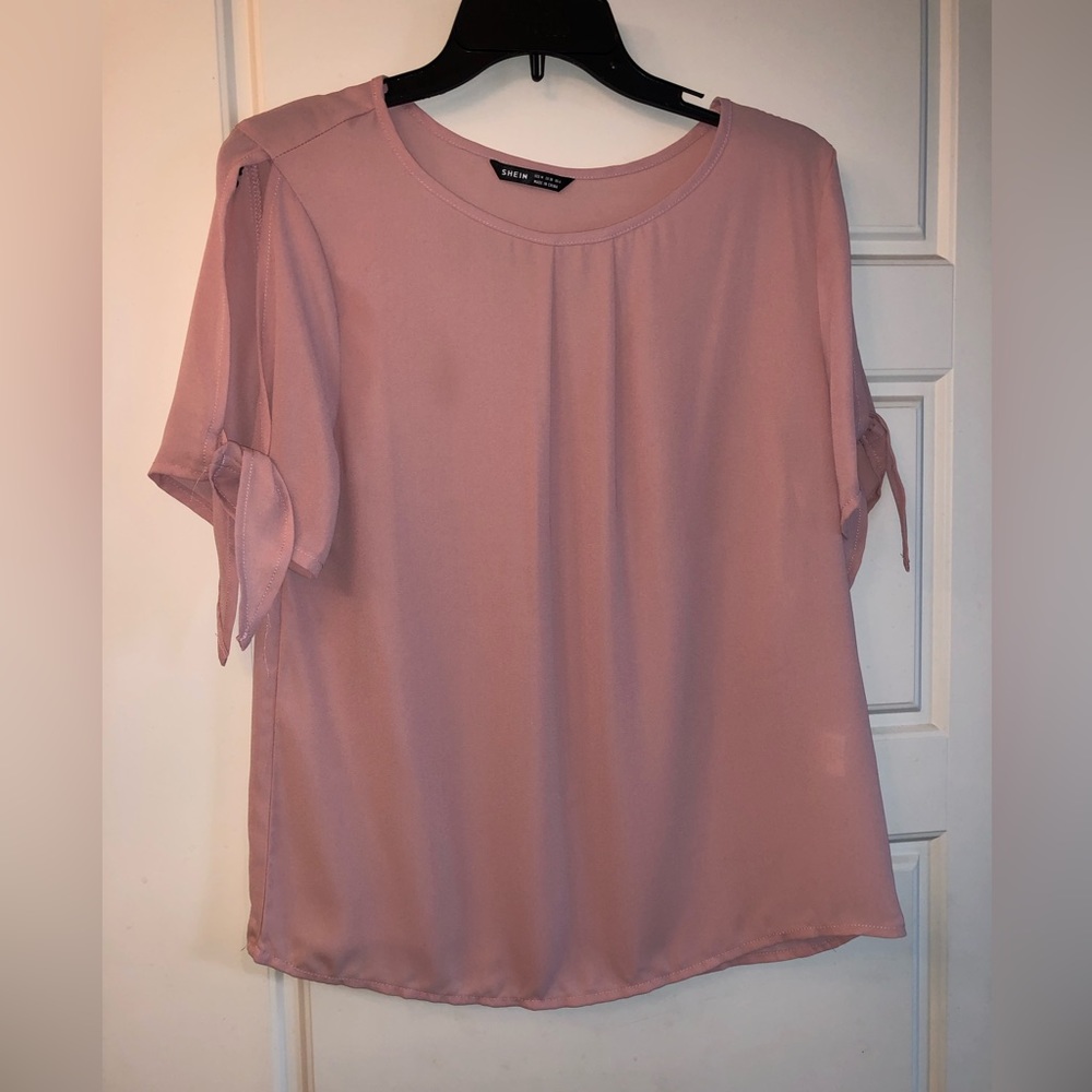 SHEIN dusty rose blouse.